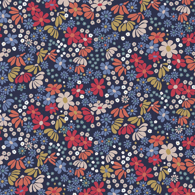 Printed Cotton MARIA Blue / Orange
